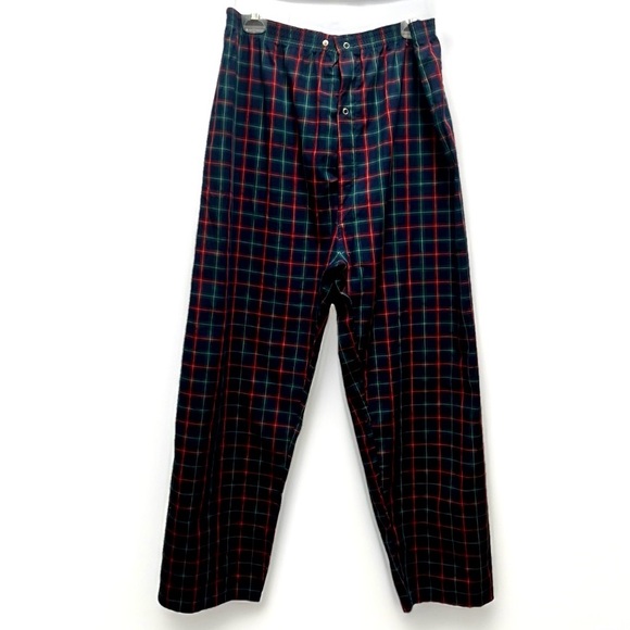 Oscar de la Renta Men’s M/L Pajamas Set Blue Red Plaid Designer Luxury Sleepwear - Picture 9 of 16